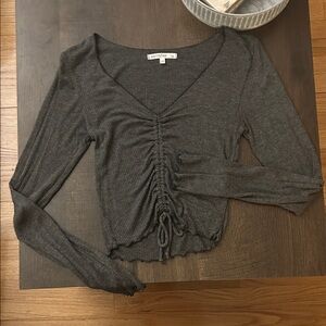 T.J.Maxx Dark Gray Ruched Long Sleeve Crop Top